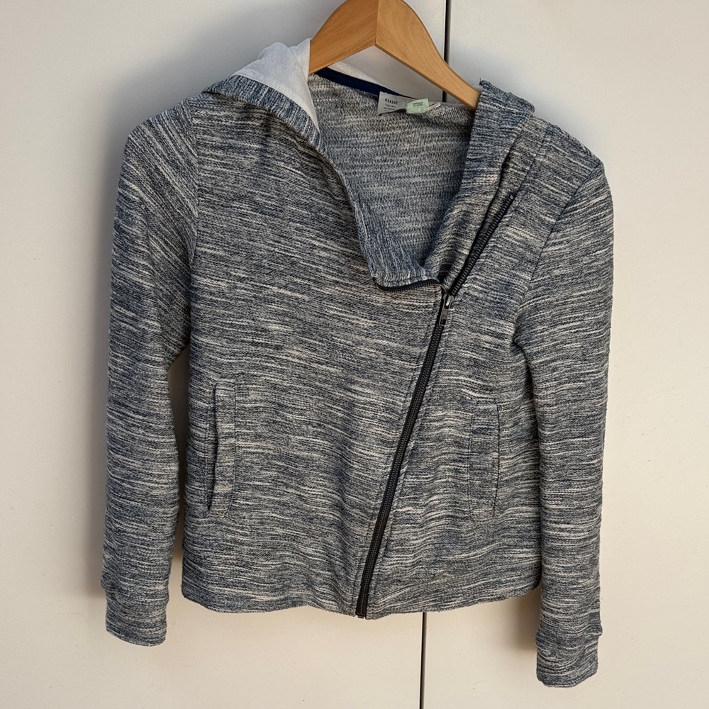 Anthropologie asymmetrical heather blue hoodie size small